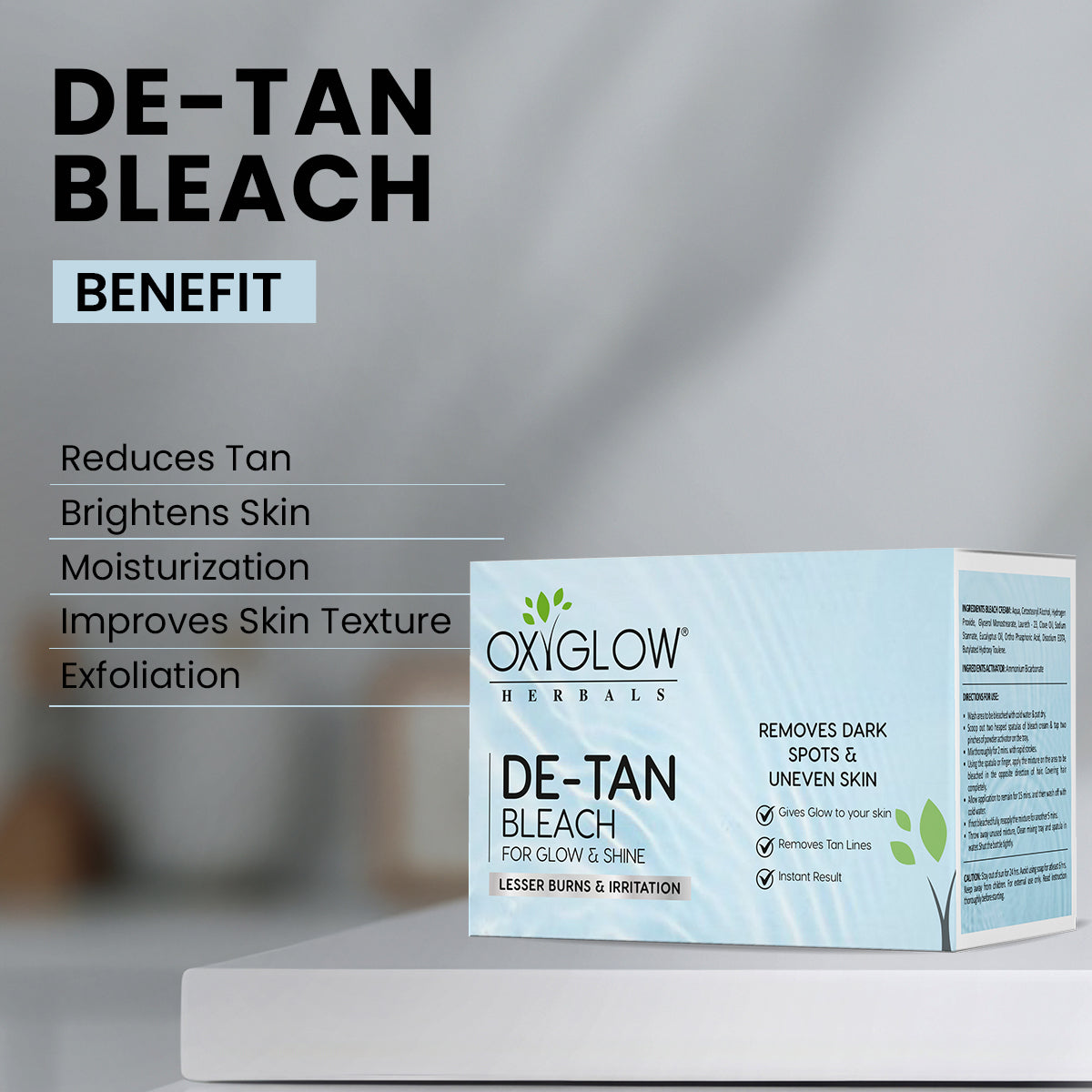 OxyGlow Herbals D-Tan Bleach Cream for Tan Removal | Skin Brightening & Softening | Remove Dark Spot & Uneven Skin