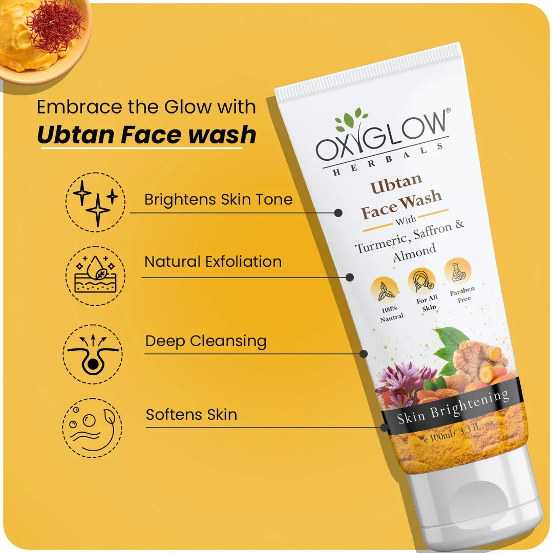 Oxyglow Herbals Ubtan Facewash with Turmeric, Saffron & Almond 100ml