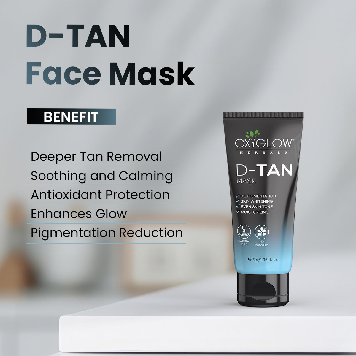 OxyGlow Herbals D-Tan Mask 50ml | Moisturizing & Even Skin Tone | Skin Whitening | Fight Pigmentation | Anti Ageing