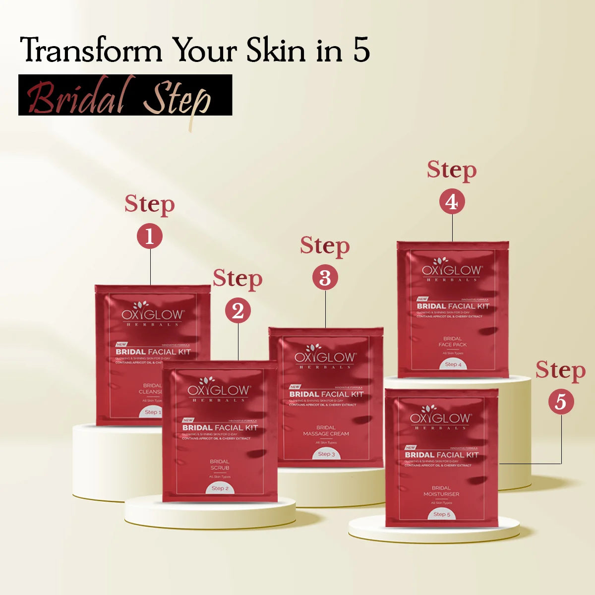 OxyGlow Herbals Bridal Facial Kit for Women | Glowing & Shining Skin | Enhances Natural Glow | Suitable for All Skin