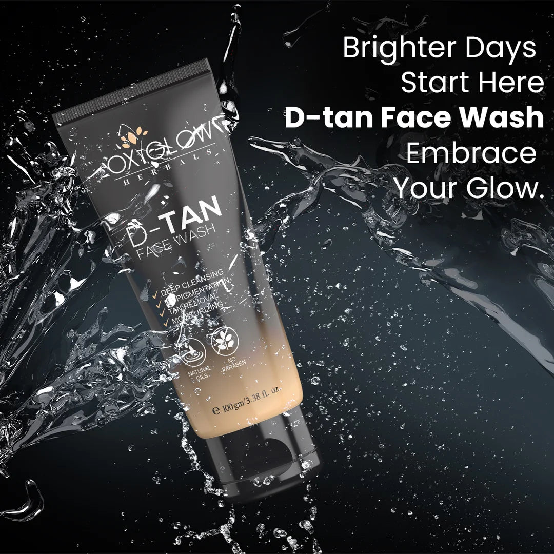 OxyGlow Herbals De-Tan Face Wash - 100ml | Helps Removes Dirt | Brightening & Glowing Skin | Deep Cleansing & Tan Removal