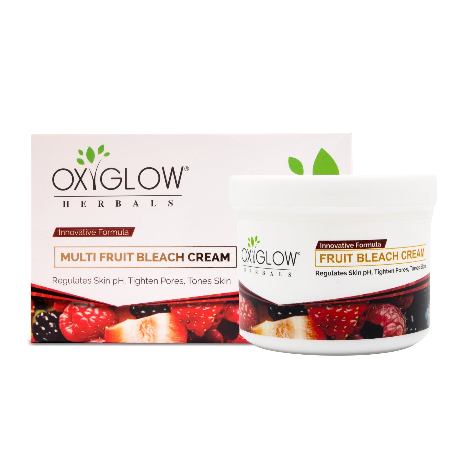 OxyGlow Herbals Multi Fruit Bleach Cream | Regulates Skin pH | Tighten Pores | Suitable for All Skin