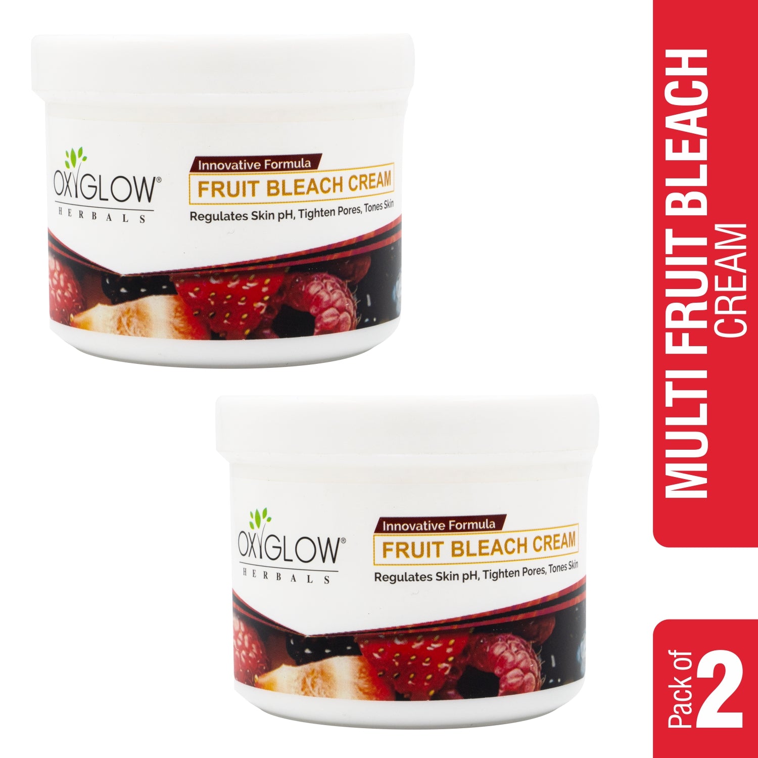 OxyGlow Herbals Multi Fruit Bleach Cream | Regulates Skin pH | Tighten Pores | Suitable for All Skin