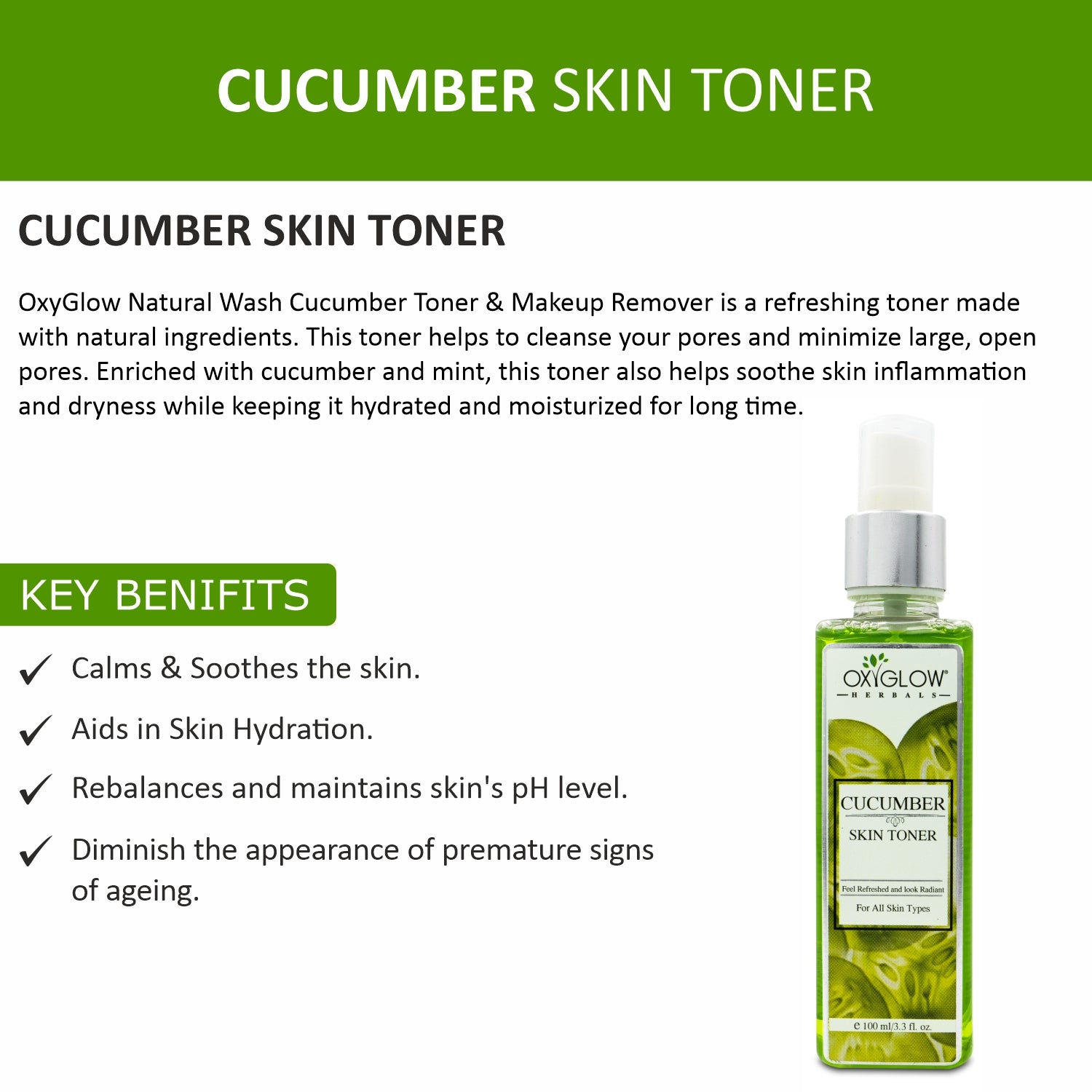 OxyGlow Herbals Cucumber toner-key benefits