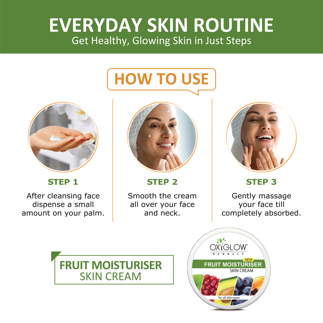 OxyGlow Herbals Fruit Moisturiser skin cream- How to use 