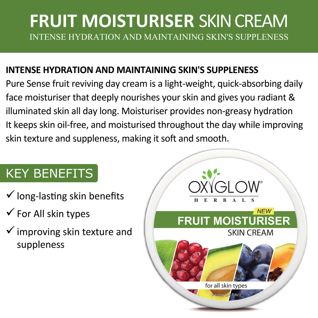 OxyGlow Herbals Fruit Moisturiser skin cream- key benefits