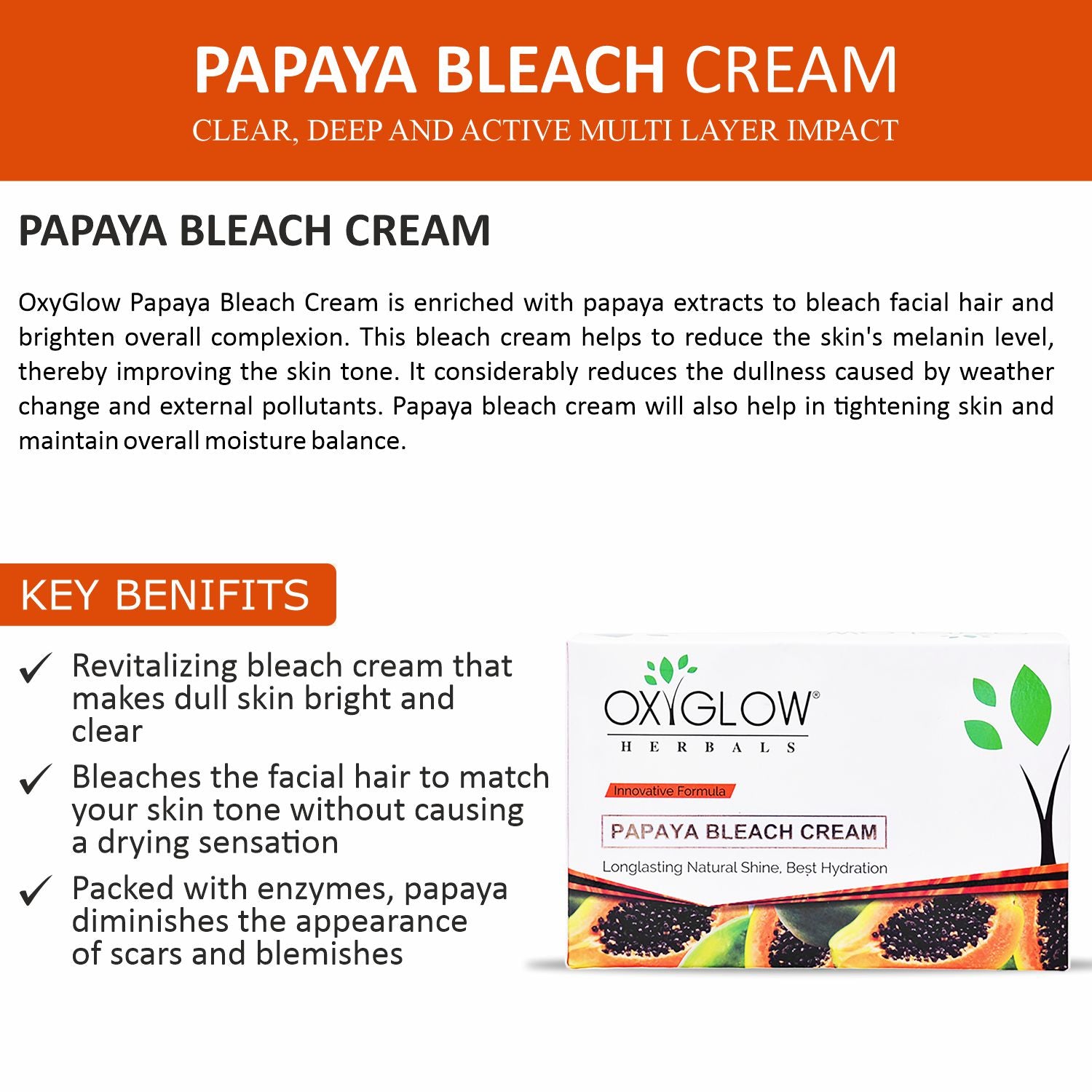 OxyGlow Herbals Papaya Bleach Cream- Key Benefits