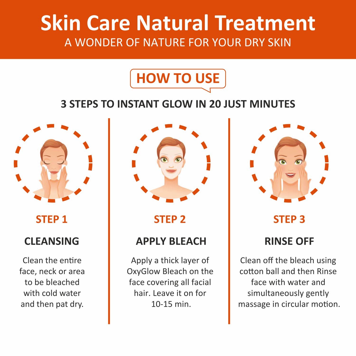 OxyGlow Herbals Papaya Bleach Cream- Steps of treatment