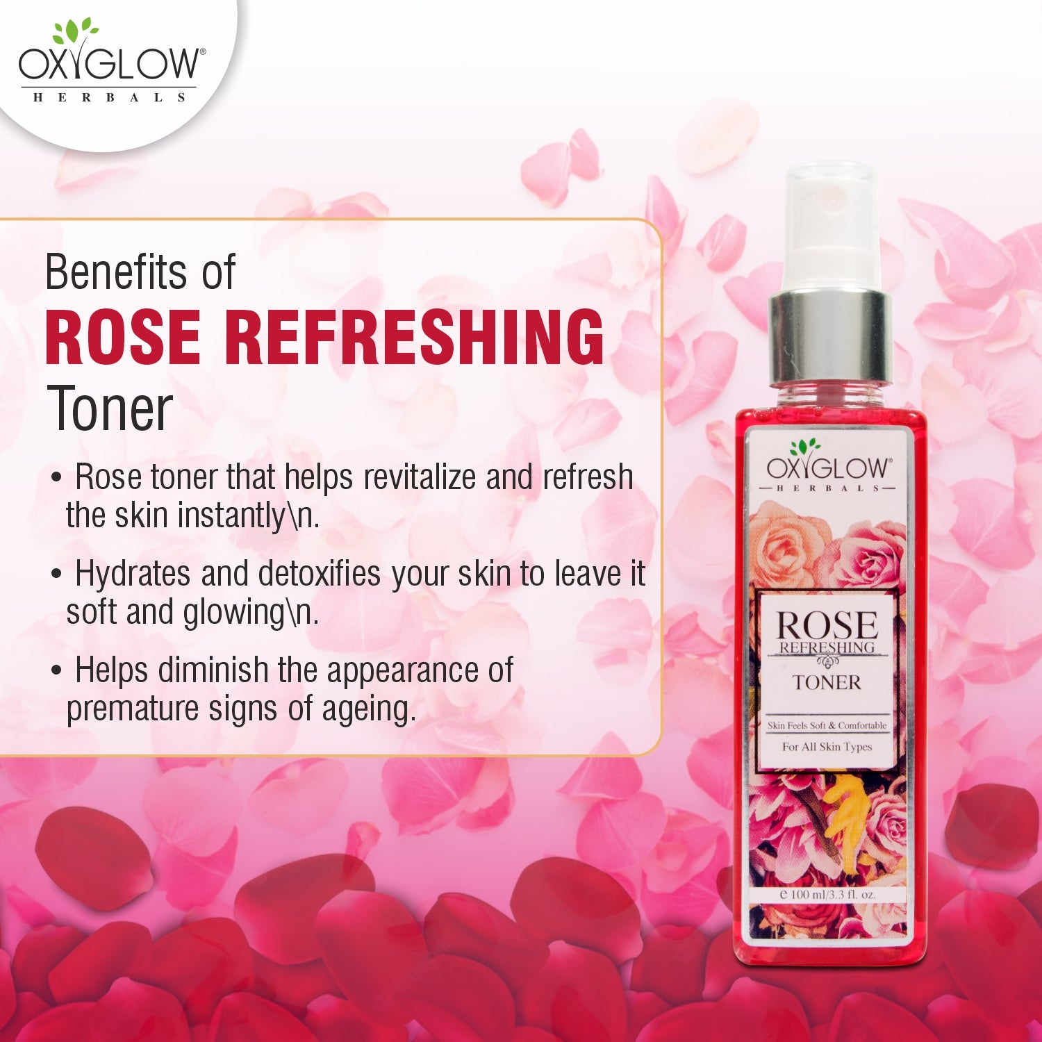 OxyGlow Herbals Rose toner-benefits