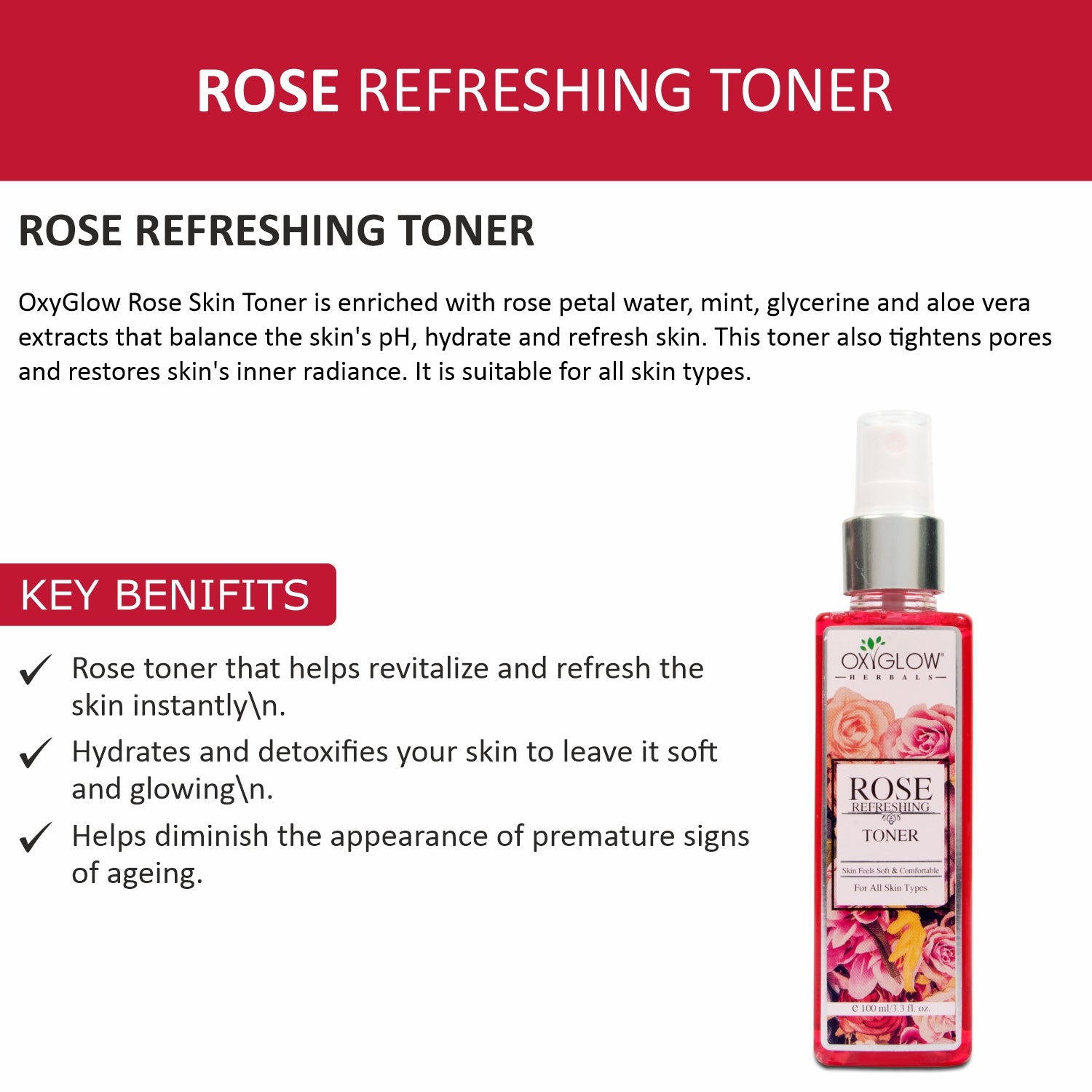 OxyGlow Herbals Rose toner-key benefits