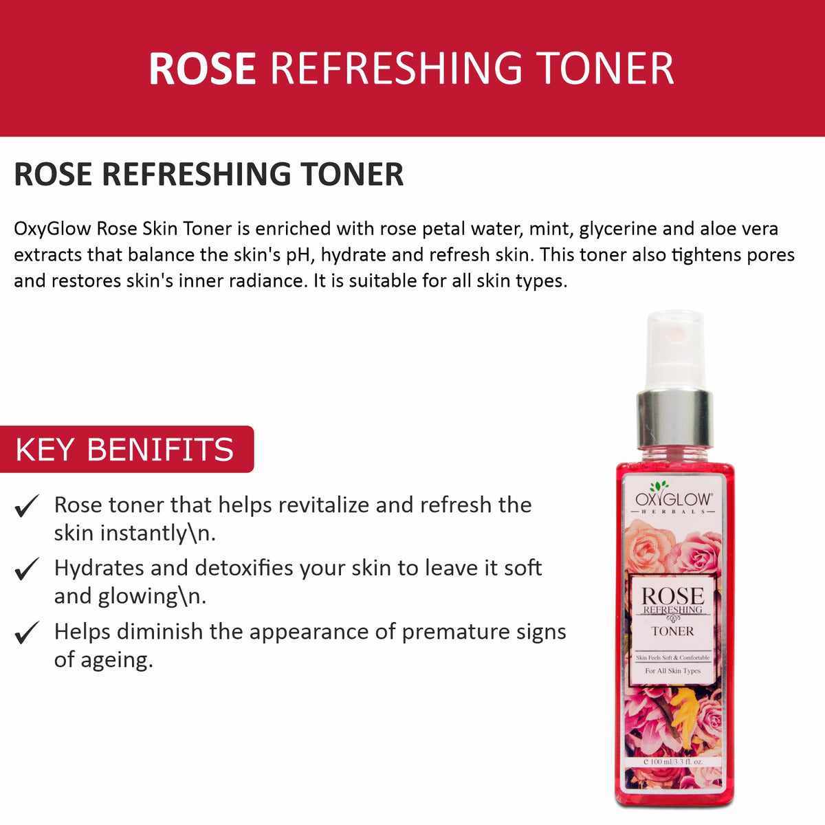 OxyGlow Herbals Rose toner-key benefits