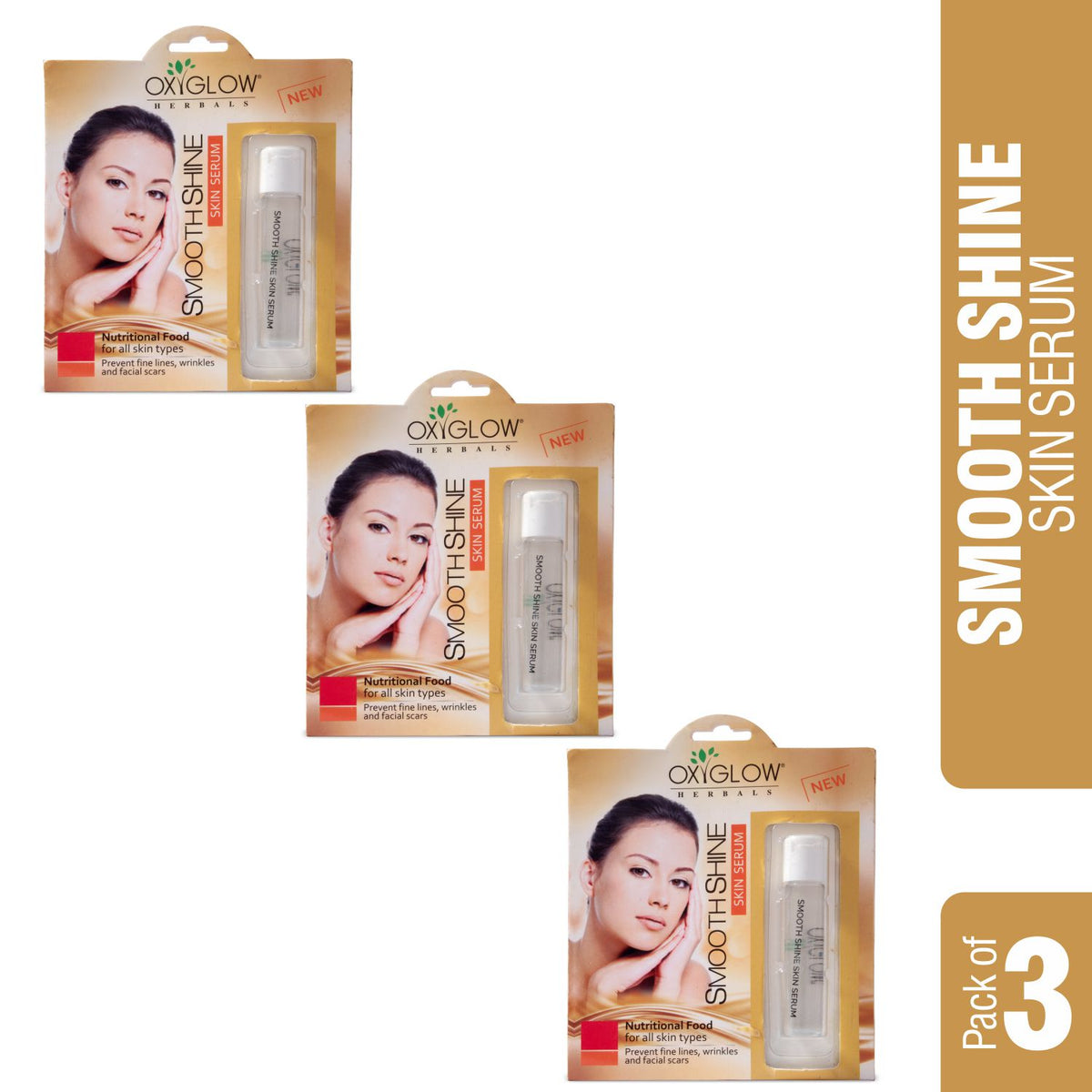 OxyGlow Herbals Smooth and shine skin serum-packof3